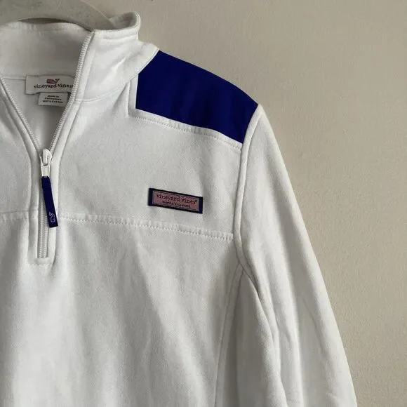 Vineyard Vines Womens Pullover 1/4 Zip Fleece Jacket Back Detail Sz Small White - Picture 4 of 12